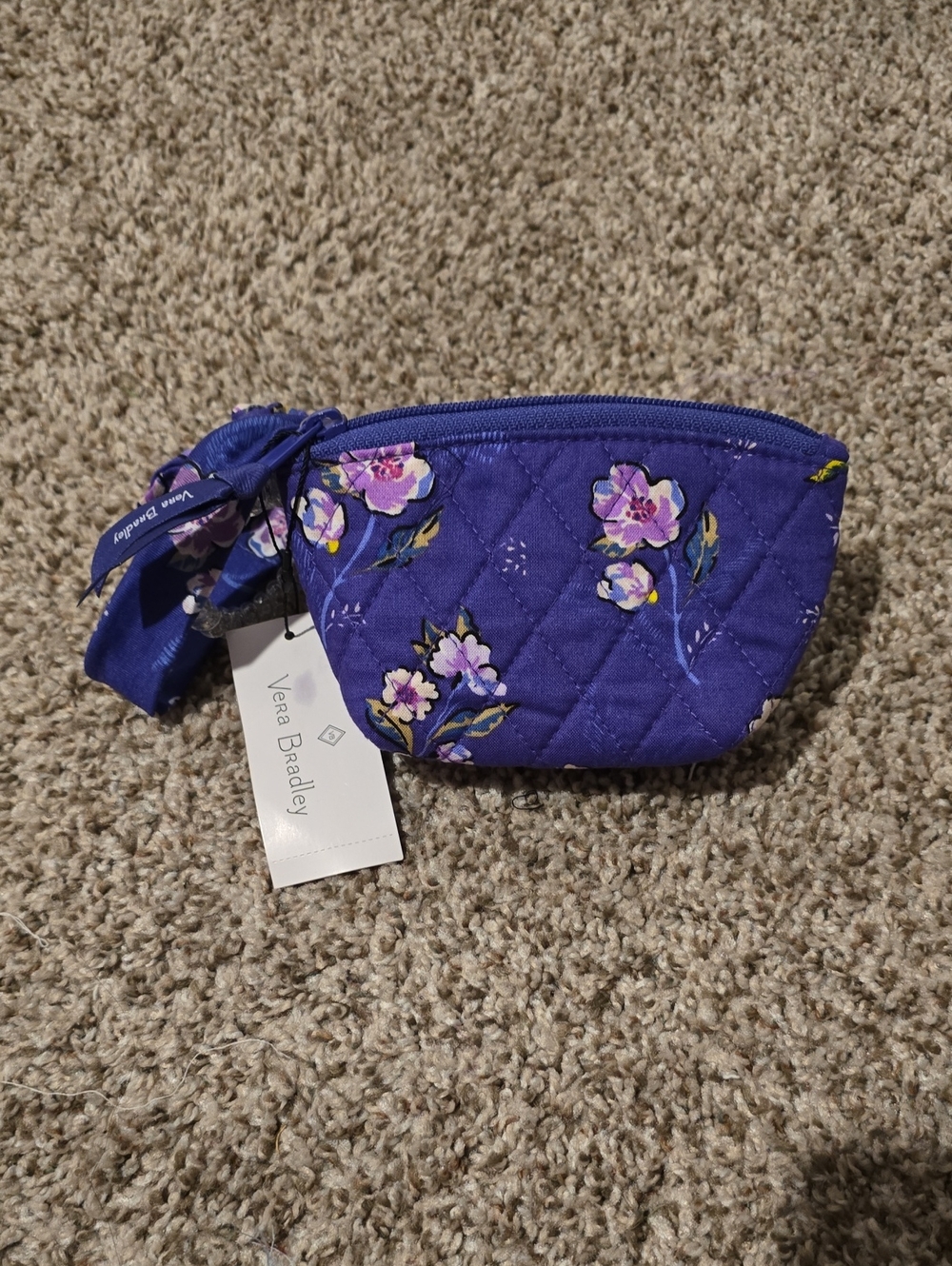 Vera Bradley Purple Quilted Floral Cosmetic Pouch